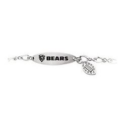 Stainless Steel Chicago Bears Team Name And Logo Dangle Bracelet - 7.5 Inches