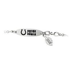 Stainless Steel Indianapolis Colts Team Name And Logo Dangle Bracelet - 7.5 Inch