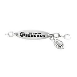 Stainless Steel Cincinnati Bengals Team Name And Logo Dangle Bracelet - 7.5 Inch