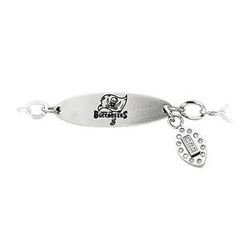 Stainless Steel Tampa Bay Bucs Team Name And Logo Dangle Bracelet - 7.5 Inches