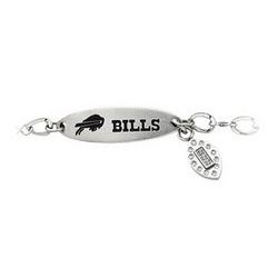 Stainless Steel Buffalo Bills Team Name And Logo Dangle Bracelet - 7.5 Inch