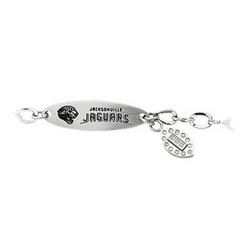 Stainless Steel Jacksonville Jaguars Team Name And Logo Dangle Bracelet - 7.5 Inch