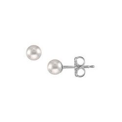 Akoya Cultured Pearl Stud Earrings : 14K White Gold – 4 MM