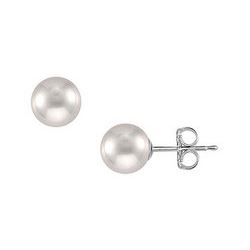 Tahitian Pearl Stud Earrings : 18K White Gold – 10 MM