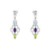 Image 1 : Sterling Silver Multi Gemstone Earrings - PAIR 06.00 X 03.00 MM