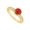 Image 1 : Ruby And Diamond Engagement Ring : 14K Yellow Gold - 0.66 CT TGW