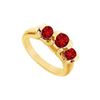 Image 1 : Three Stone Ruby Ring : 14K Yellow Gold - 1.00 CT TGW