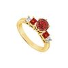 Image 1 : Diamond And Ruby Engagement Ring : 14K Yellow Gold - 1.50 CT TGW