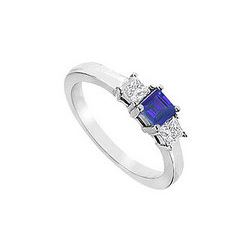 Sapphire And Diamond Engagement Ring : 14K White Gold - 1.00 CT TGW