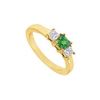 Image 1 : Three Stone Emerald Diamond Engagement Ring : 14K Yellow Gold - 1.00 CT TGW