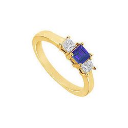 Sapphire And Diamond Engagement Ring : 14K Yellow Gold - 1.00 CT TGW