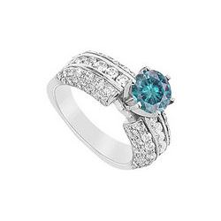 Blue Diamond Engagement Ring : 14K White Gold - 2.75 CT Diamonds