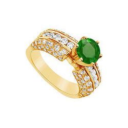 Emerald And Diamond Engagement Ring : 14K Yellow Gold - 3.25 CT TGW