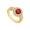 Image 1 : Ruby And Diamond Engagement Ring : 14K Yellow Gold - 0.75 CT TGW