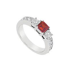 Ruby And Diamond Ring : 14K White Gold - 1.25 CT TGW