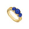 Image 1 : Sapphire Three Stone Ring : 14K Yellow Gold - 1.25 CT TGW
