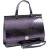 Image 1 : Dasein Women's Patent Croco Embossed Faux Leather Briefcase Handbag