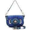 Image 1 : Women's Mini Croco Embossed Baguette W/ Interchangeable Straps & Twist-Lock Accent - Blue