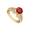 Image 1 : Ruby And Diamond Engagement Ring : 14K Yellow Gold - 1.75 CT TGW
