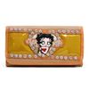 Image 1 : Betty Boop(R) Checkbook Wallet W/ Rhinestones & Clear Glossy Accent - Tan