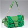 Image 1 : Decorative Rosette Satchel Bag With Flap Over Magnetic Snap Closure - Green
