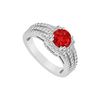 Image 1 : Ruby And Diamond Engagement Ring : 14K White Gold - 1.00 CT TGW