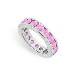 Pink Sapphire Eternity Band : 14K White Gold – 3.00 CT TGW