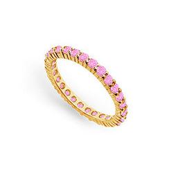 Pink Sapphire Eternity Band : 14K Yellow Gold – 1.00 CT TGW