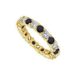 Black And White Diamond Eternity Band : 14K Yellow Gold – 2.00 CT Diamonds