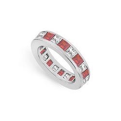 Diamond And Ruby Eternity Band : 18K White Gold – 4.00 CT TGW