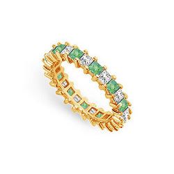 Diamond And Emerald Eternity Band : 18K Yellow Gold – 3.00 CT TGW