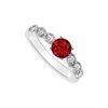 Image 1 : Ruby And Diamond Engagement Ring : 14K White Gold - 0.35 CT TGW