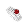 Image 1 : Ruby And Diamond Engagement Ring With Wedding Band Set : 14K White Gold - 0.65 CT TGW