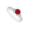 Image 1 : Ruby And Diamond Engagement Ring : 14K White Gold - 0.50 CT TGW