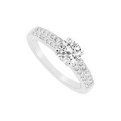 Diamond Engagement Ring : 14K White Gold - 0.75 CT Diamonds