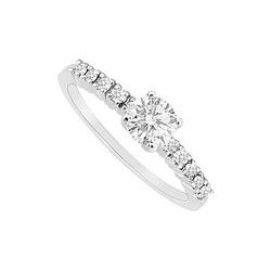 Diamond Engagement Ring : 14K White Gold - 0.75 CT Diamonds