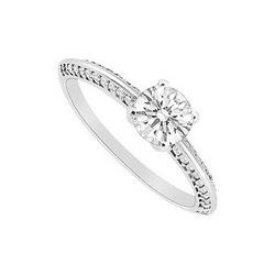 Diamond Engagement Ring : 14K White Gold - 0.75 CT Diamonds