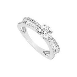 Diamond Engagement Ring : 14K White Gold - 0.75 CT Diamonds