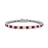 Image 1 : Garnet And Cubic Zirconia Prong Set 10K White Gold Tennis Bracelet 5.00 CT TGW