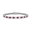 Ruby And Diamond Tennis Bracelet : 14K White Gold - 5.00 CT TGW