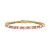 Pink Sapphires And Diamond Tennis Bracelet : 14K Yellow Gold 1.50 CT TGW