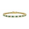 Image 1 : Emerald And Diamond Tennis Bracelet : 14K Yellow Gold - 4.00 CT TGW