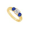 Image 1 : Three Stone Sapphire And Diamond Ring : 14K Yellow Gold - 0.33 CT TGW