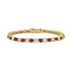 Image 1 : Ruby And Diamond Tennis Bracelet : 18K Yellow Gold - 4.00 CT TGW