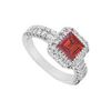 Image 1 : Ruby And Diamond Engagement Ring : 14K White Gold - 1.50 CT TGW