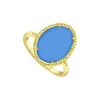Image 1 : 18K Yellow Gold Vermeil Ring With Oval Blue Chalcedony And Cubic Zirconia 15.08 Carat TGW