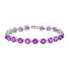 Image 1 : 14K White Gold Prong Set Round Amethyst Bracelet With 12.00 CT TGW