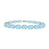 Image 1 : Sterling Silver Prong Set Oval Aquamarine Bracelet With 15.00 CT TGW