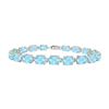 Image 1 : Sterling Silver Prong Set Oval Aquamarine Bracelet With 15.00 CT TGW