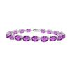 Image 1 : 14K White Gold Prong Set Oval Amethyst Bracelet With 15.00 CT TGW